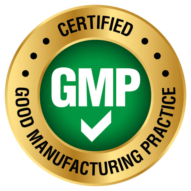 Good Manufacturing Practice certified round stamp on white background